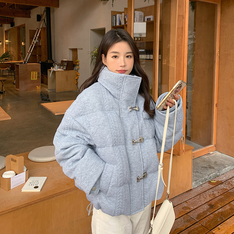 设计感纹理保暖羽绒服女冬短款2024新款小个子白鸭绒面包服厚外套