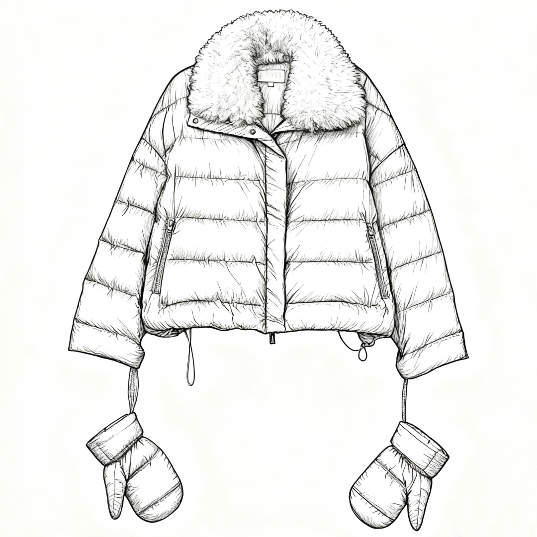 【Montendre】秋冬新款 J 灰紫色鹅绒保暖手套长袖气质羽绒服女士