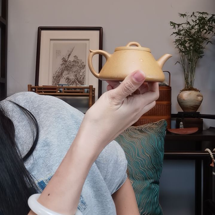 西***甜茶壶紫砂石瓢半手工老宕黄金段泥