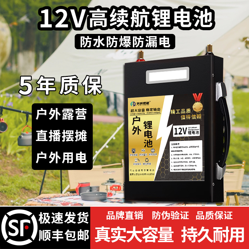 12V大容量户外摆摊池野炊照明便携式移动电源户外直播专用锂电池