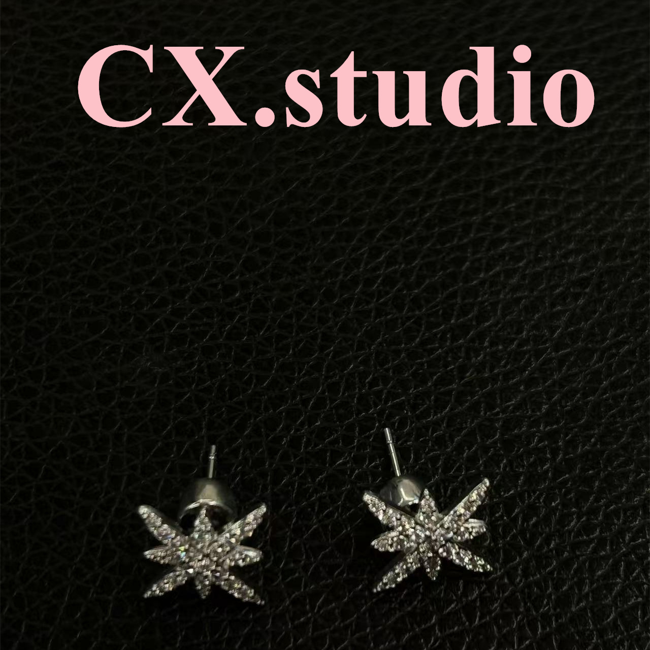 铜合金合成锆石耳饰 八芒星耳钉 3122