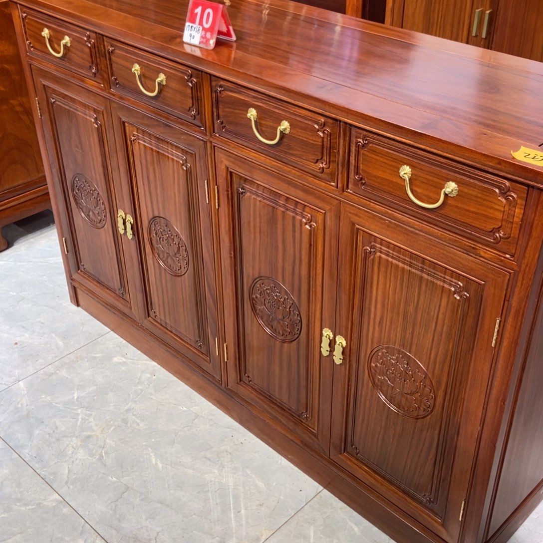 和***祥花梨木类柜类家具四门雕花餐边柜