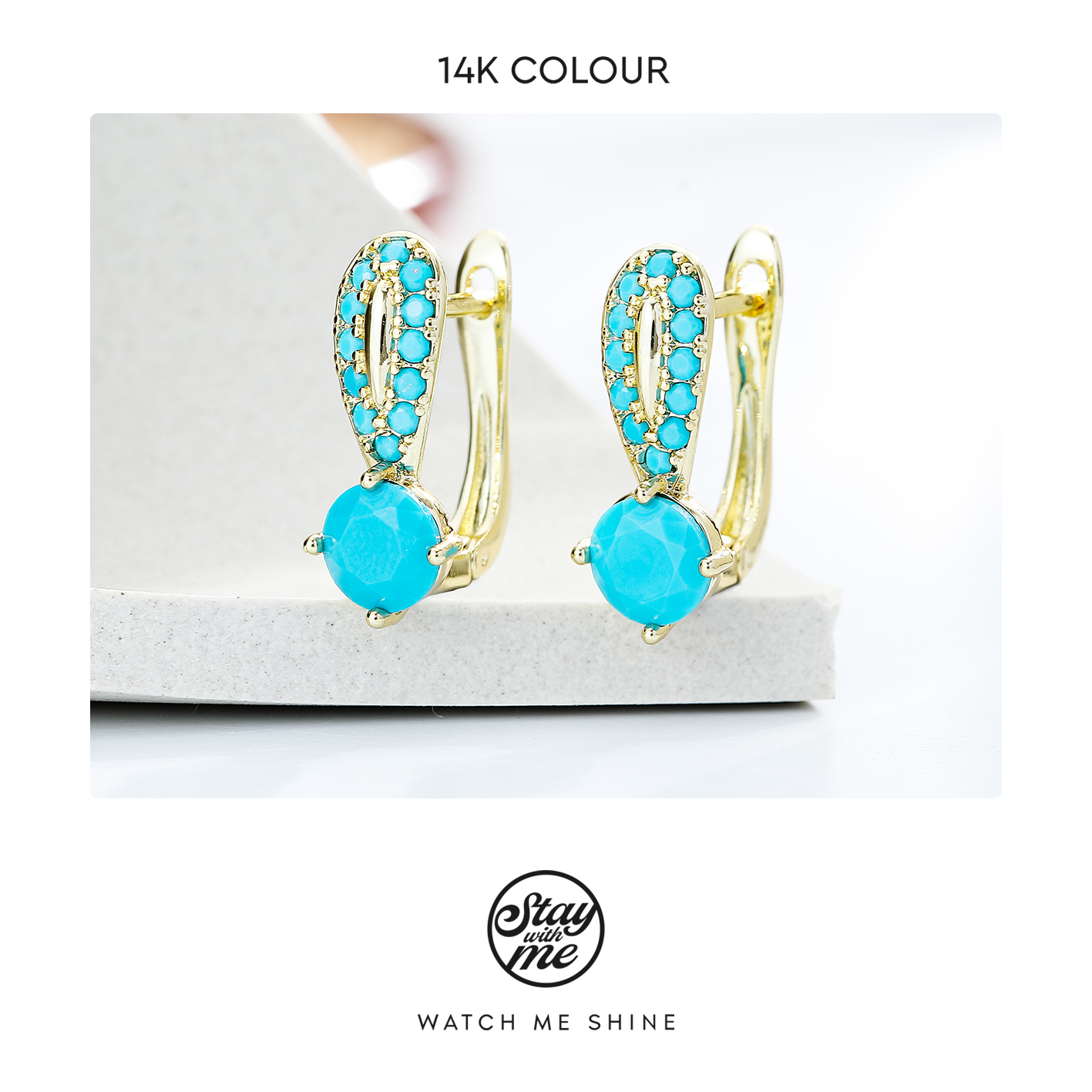 STAY WITH ME 铜合金合成锆石耳饰 小众设计P0554耳环