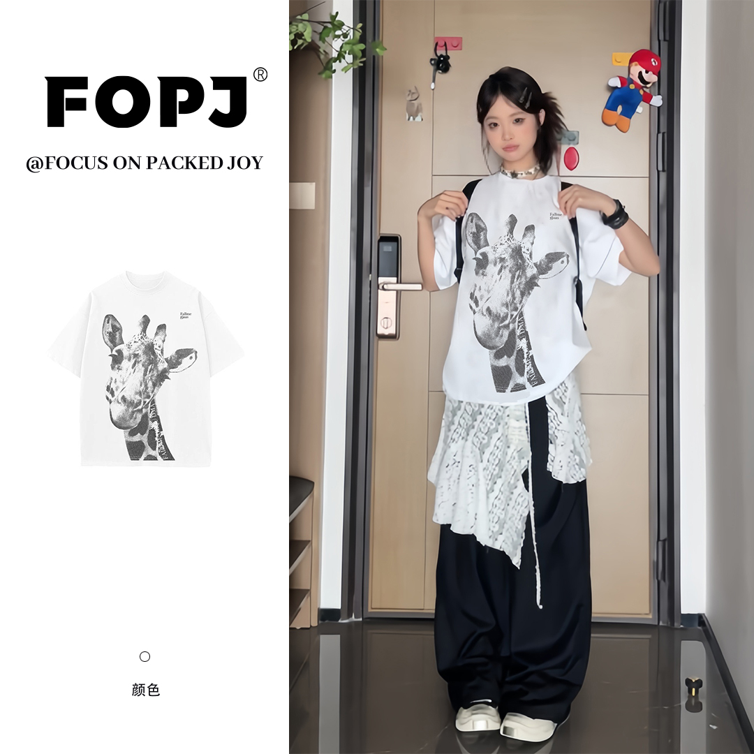 FOPJ夏季新款学院风纯棉短袖t恤女小众时尚休闲百搭宽松显瘦上衣