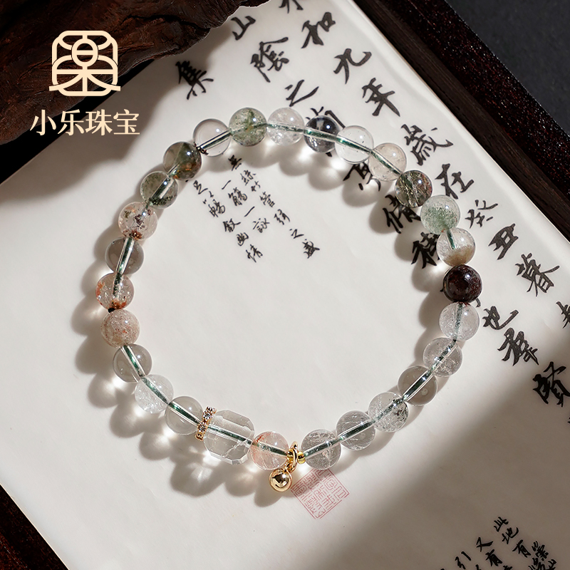 原创设计天然绿幽灵白水晶简约设计单圈手串手链多样性发一-9786