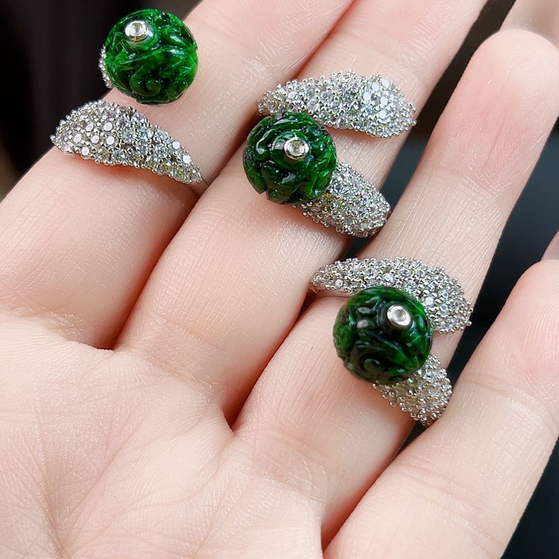 翡翠银S925镶嵌颈饰戒指多样性发一