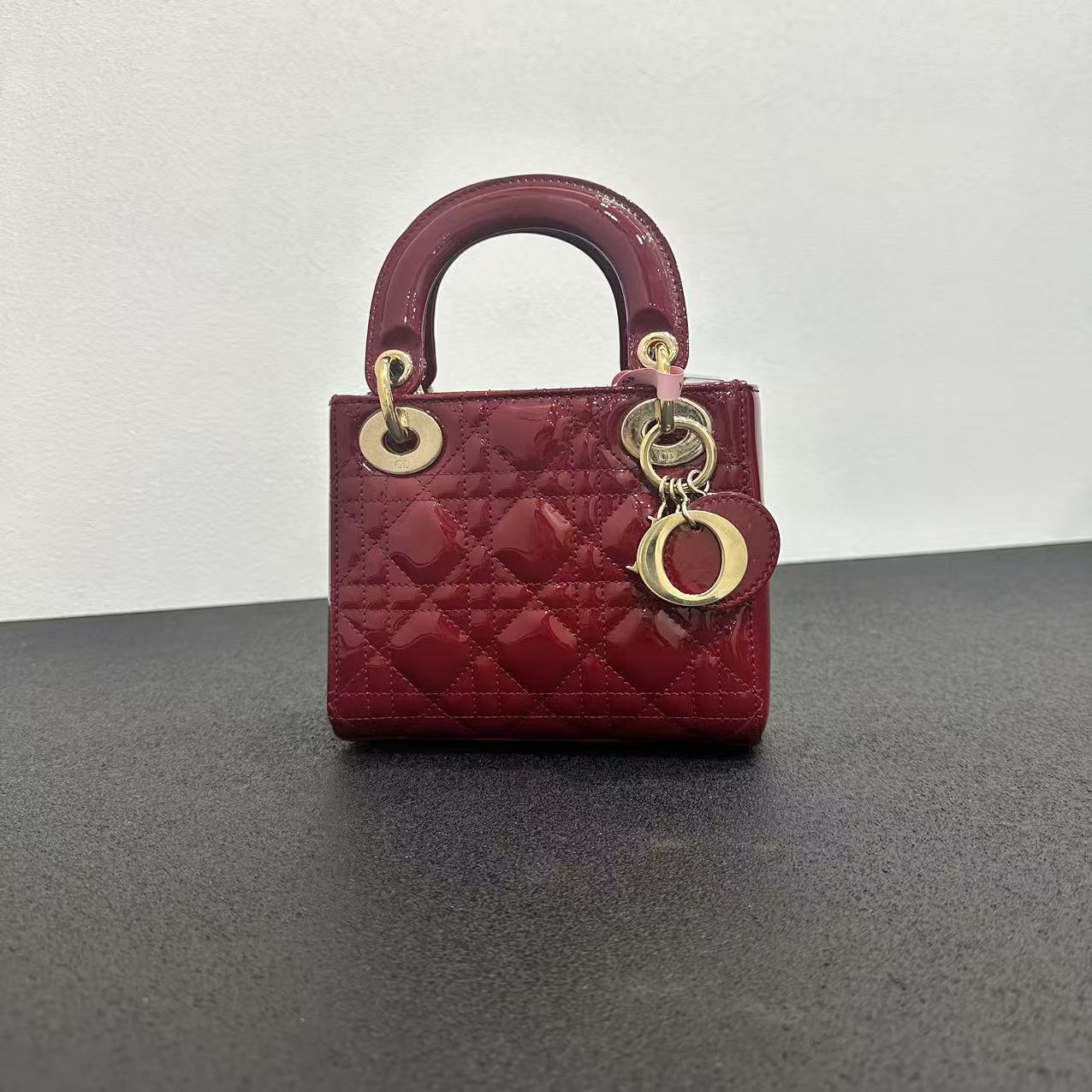 99新 DIOR/迪奥 壹所奢品/3格戴妃 漆皮红金 单肩斜跨包 元旦女包