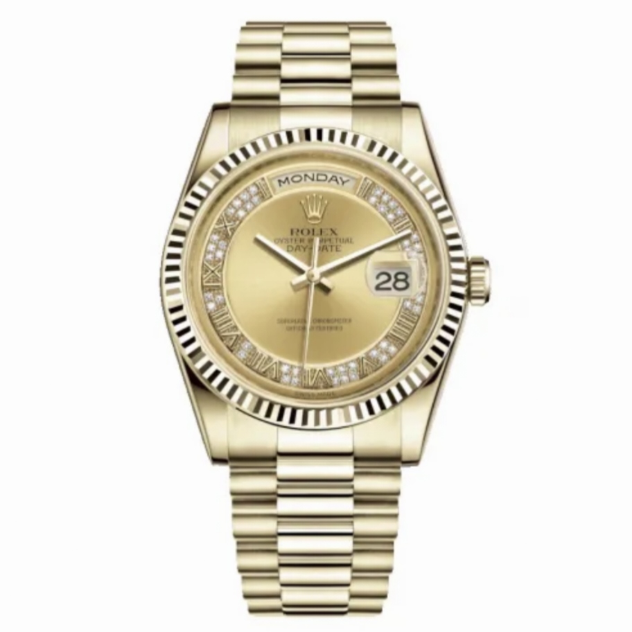 99新 Rolex/劳力士 21年全套/星期日历型118238/密镶原钻