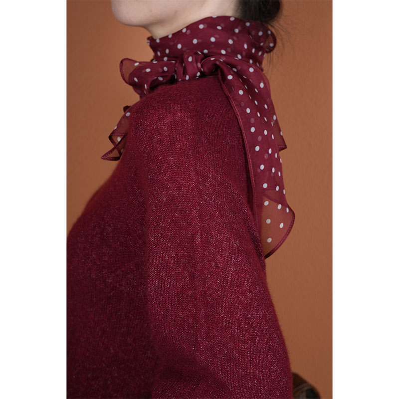 【与风萦】桑蚕丝波点斜角飘带丝巾 春秋时尚百搭省心穿搭薄款