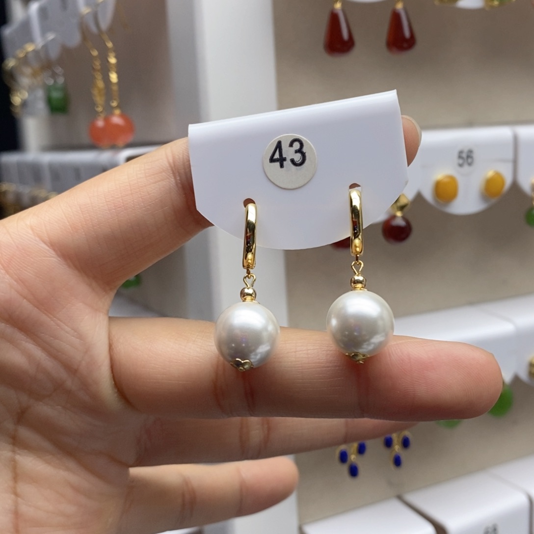 耳饰拼合珍珠（马贝珠）银S925镶嵌