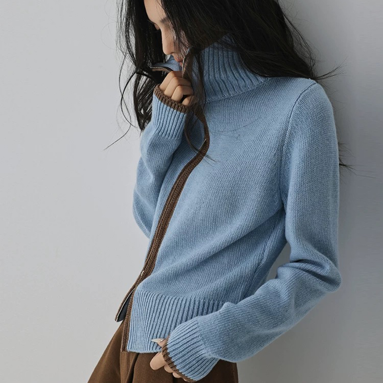 蓝咖 氛围高领毛衣