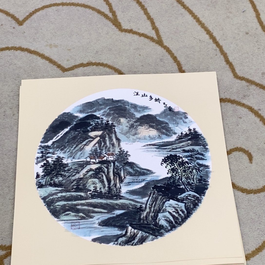 国画梁燕雪卡纸山水曈