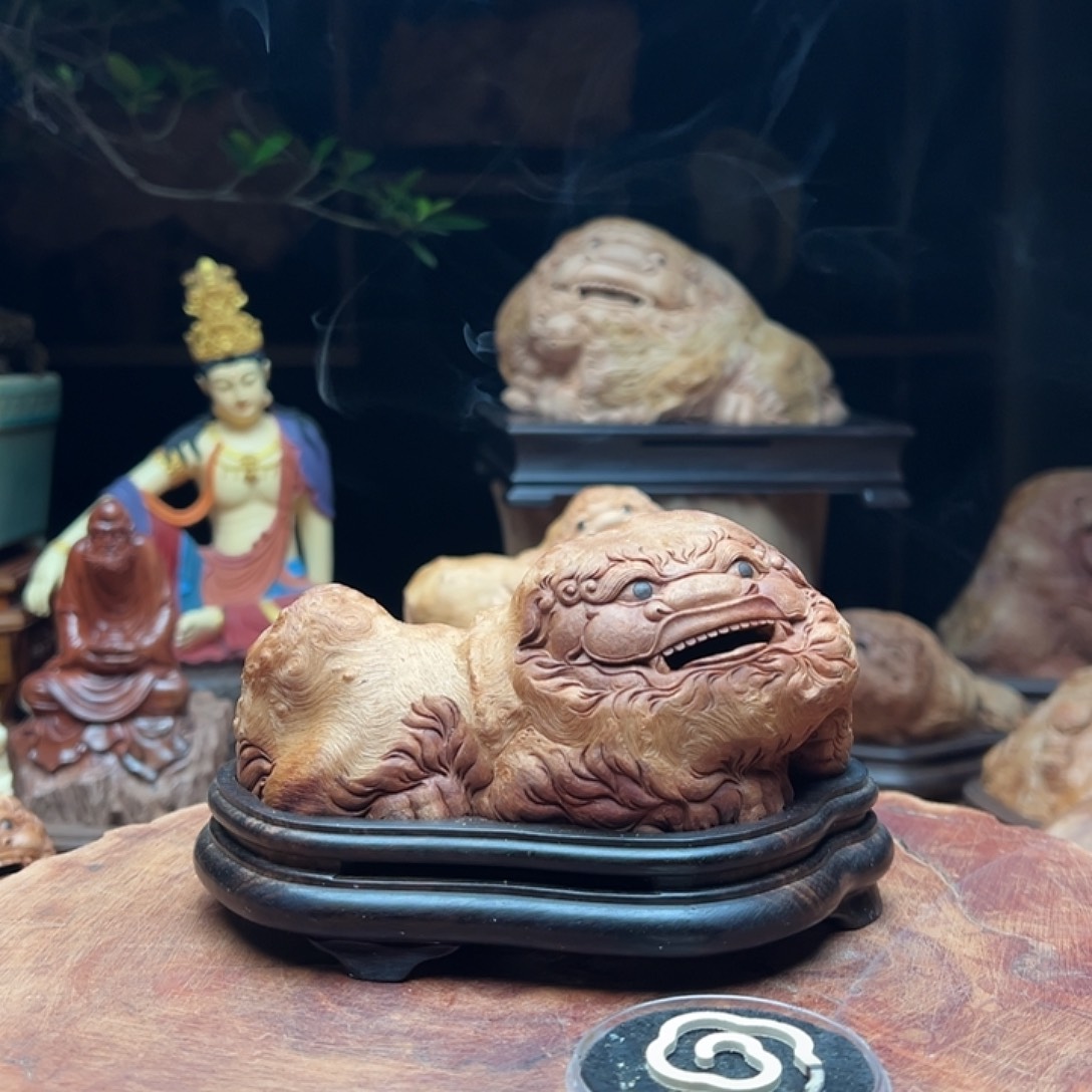 品***去荔枝木荔枝木狮子香炉