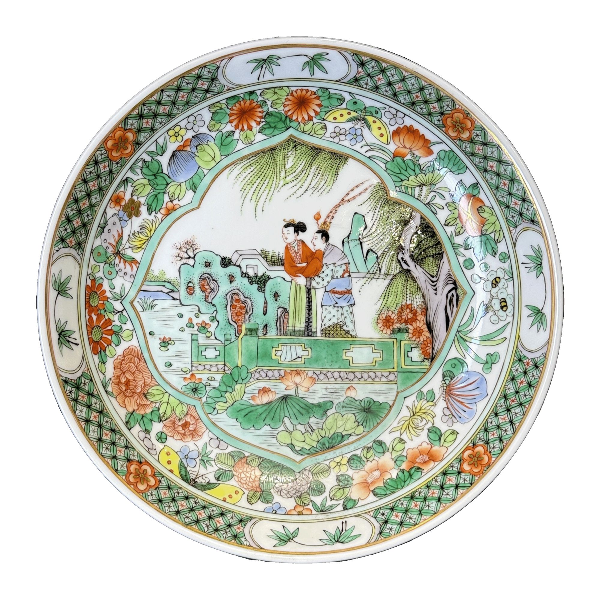 25201869t五彩凤仪亭纹盘