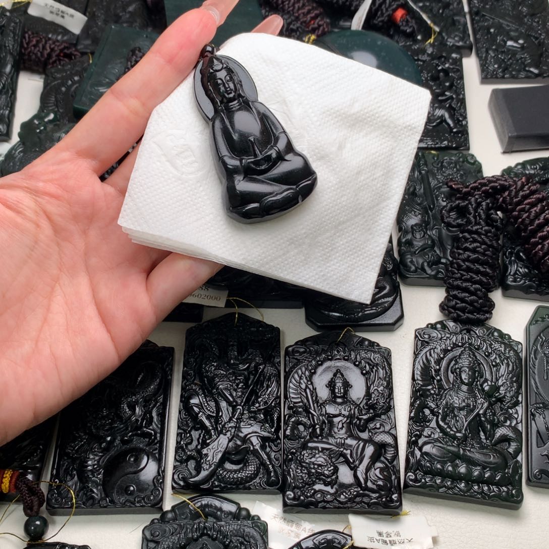 天然缅甸a货钢琴黑挂件