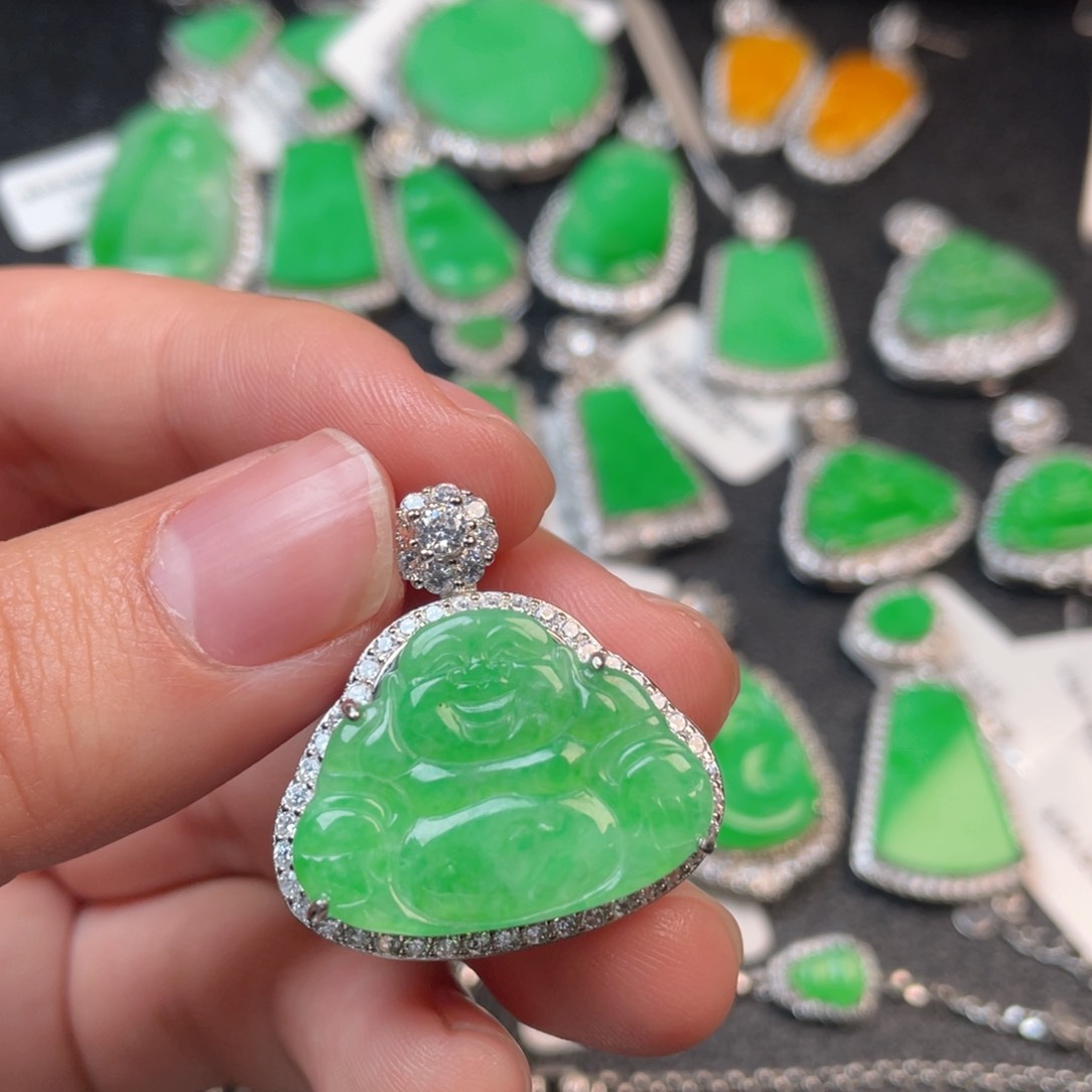 翡翠吊坠(不含链)银S925镶嵌