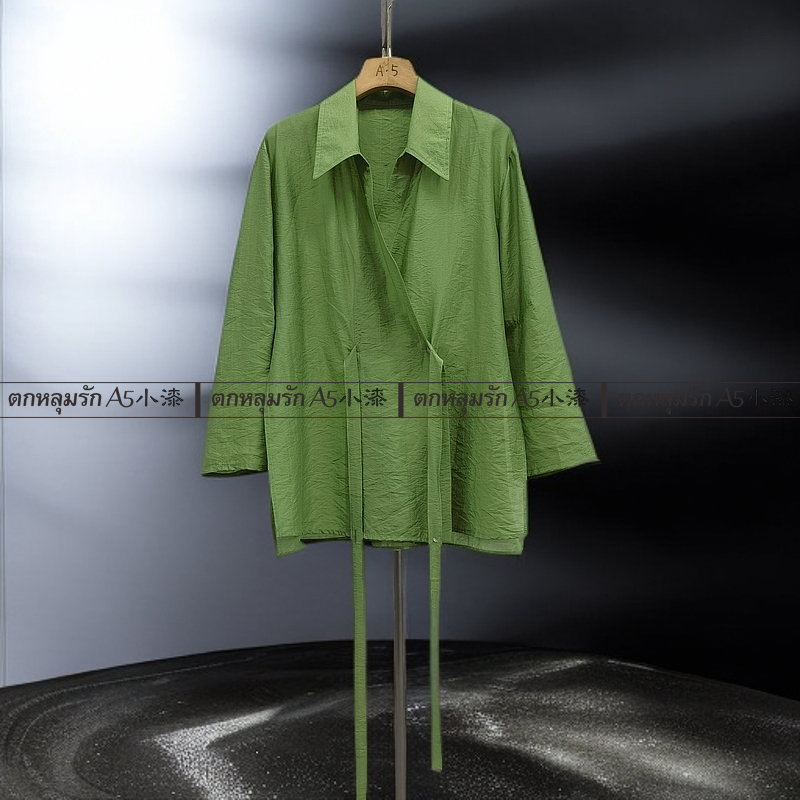 【小漆7独立设计师品牌款】A5松弛感小众前绑带长袖衬衫