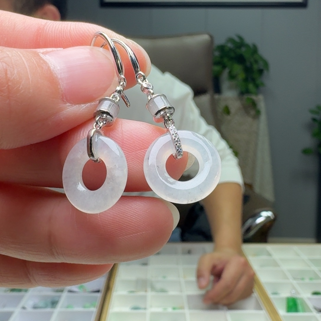 翡翠银S925镶嵌耳饰多样性发货其一