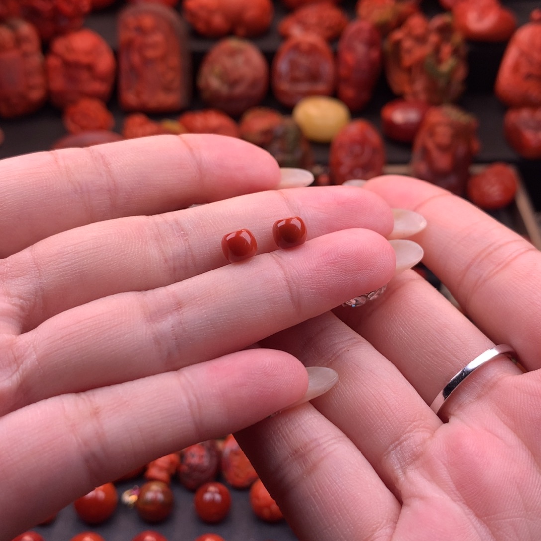 南红玛瑙未镶嵌原矿老型对珠6mm