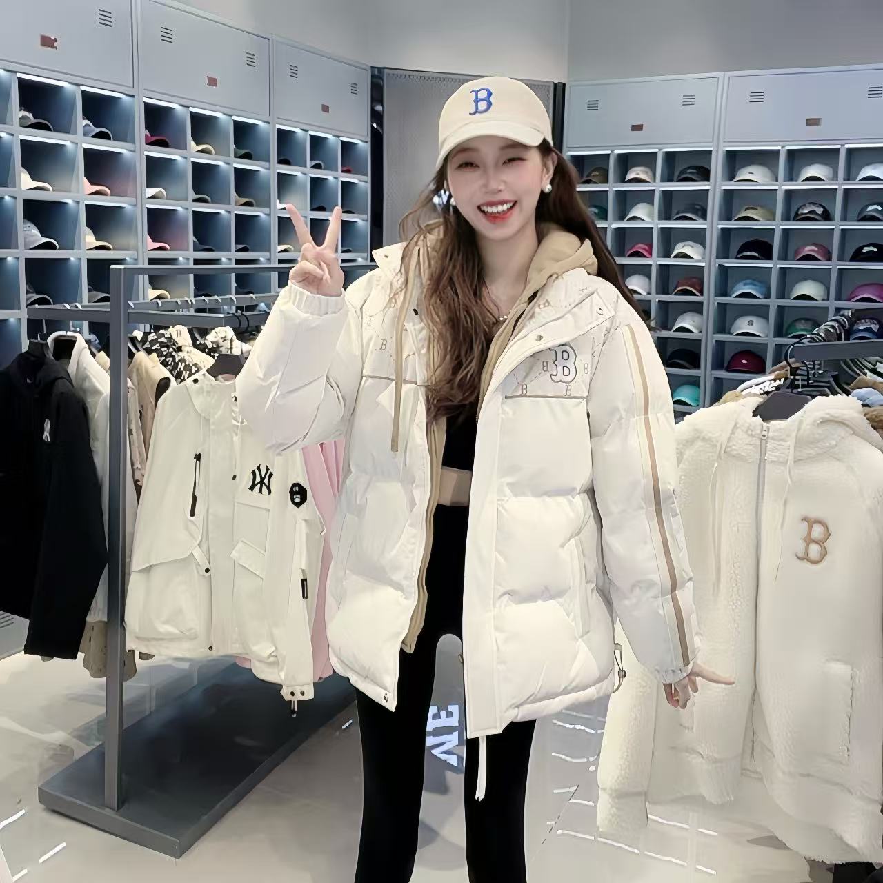 CLNKEL棉服NY联名假两件男女同款时尚潮流休闲百搭外套207 佳佳