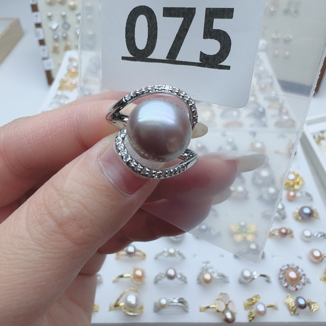 淡水珍珠珠宝奇石银S800镀金镶嵌075