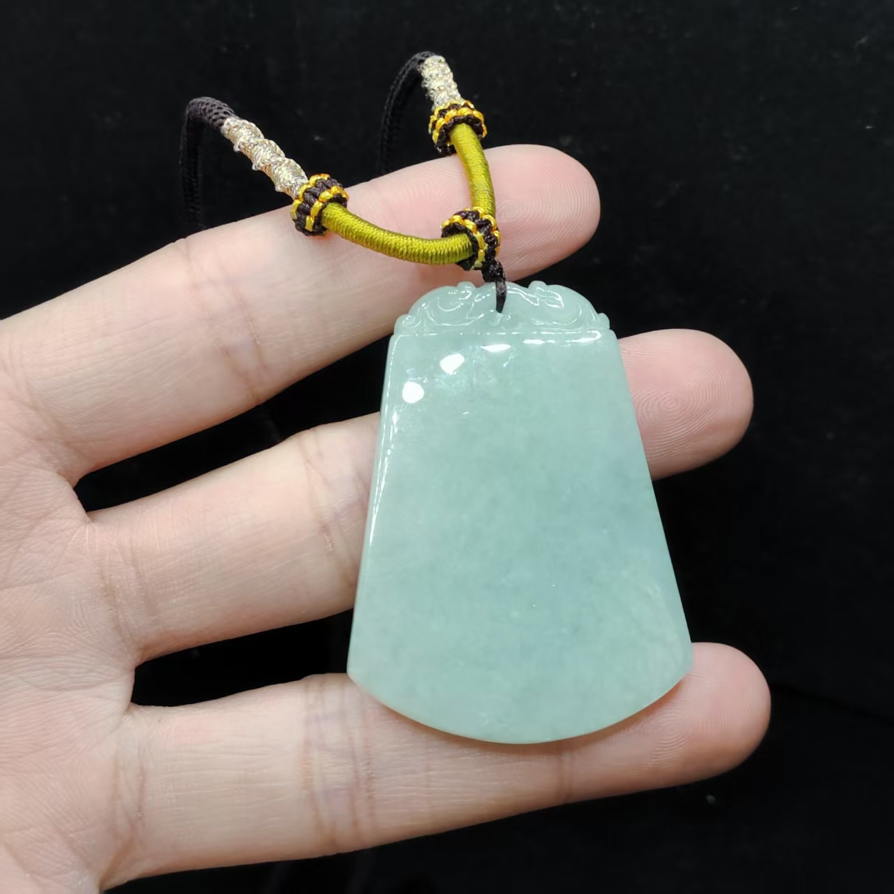 【老三珠宝】翡翠无事牌吊坠赠绳子【多样性发其一】约52-38-5mm