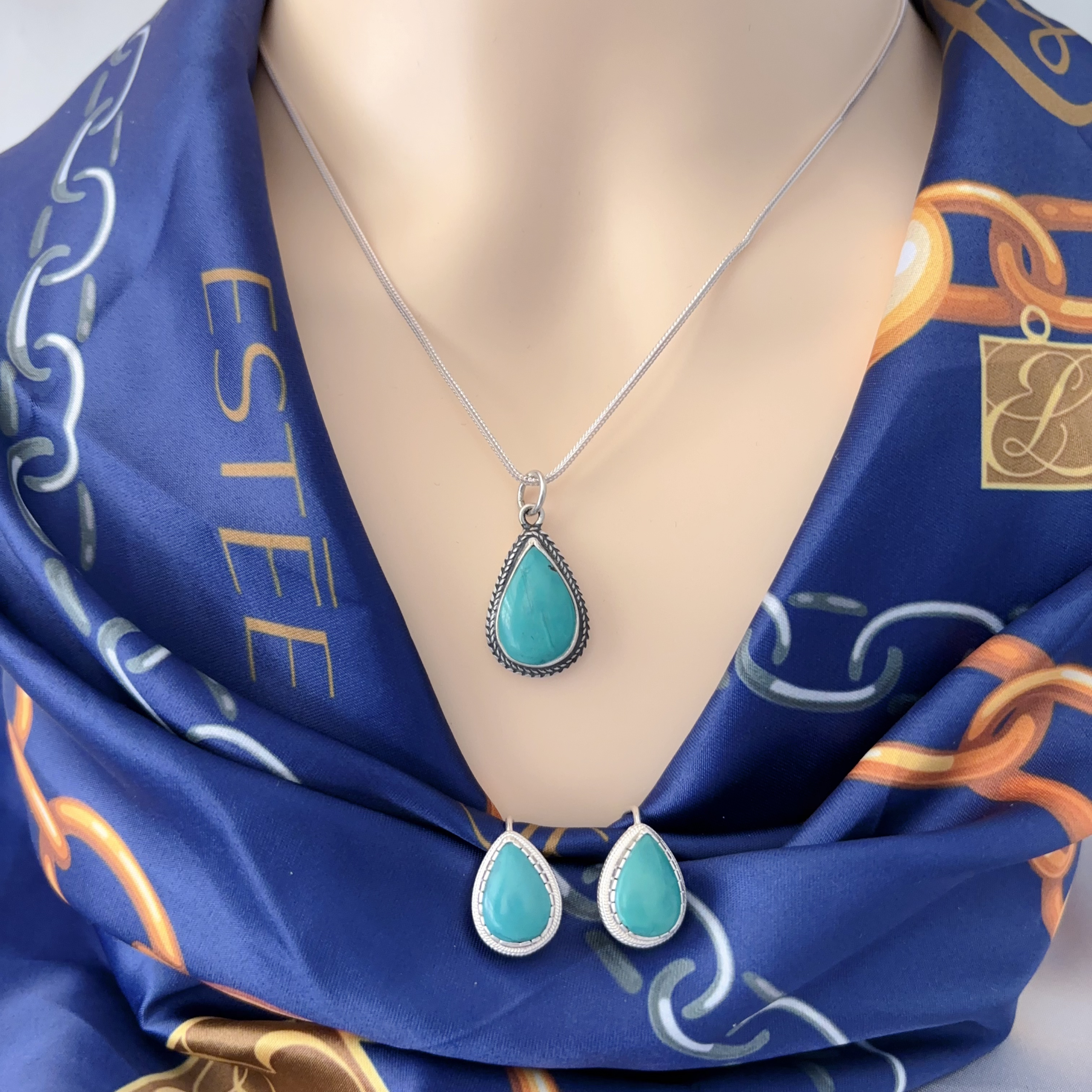 坠链均925银 925银民族服乌尤耳环项链