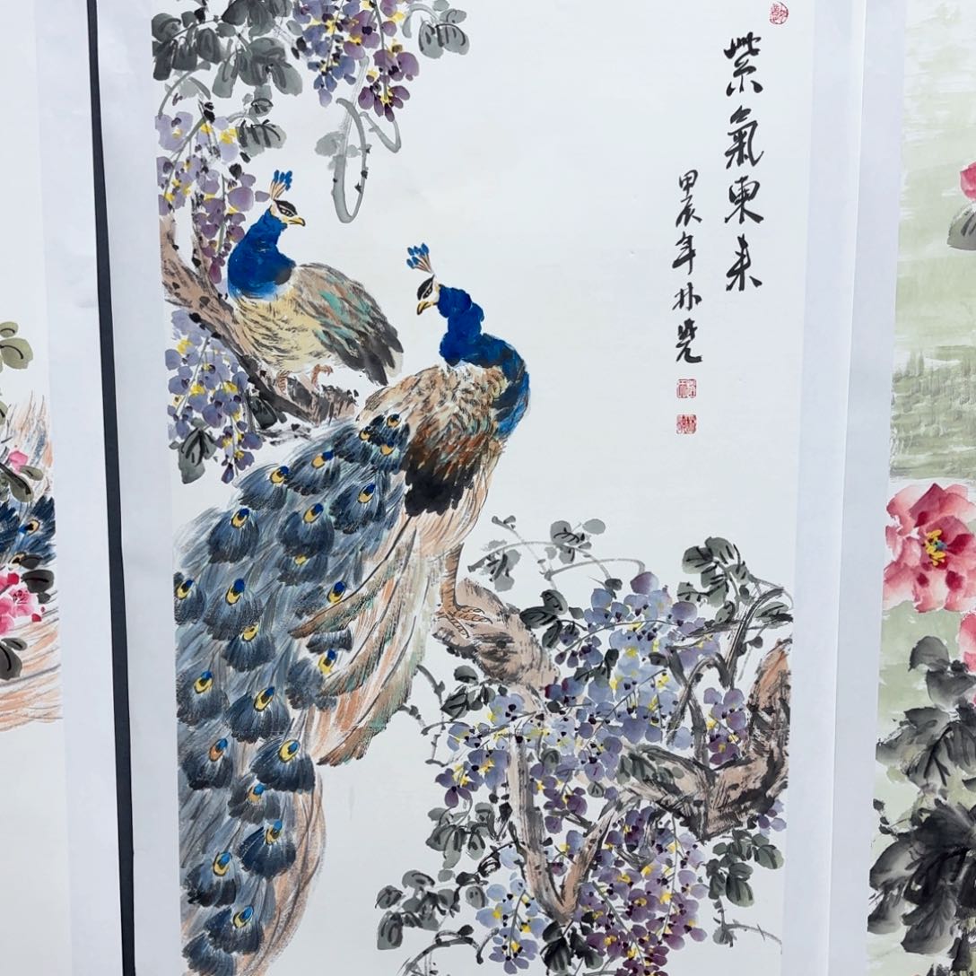 国画R**e赵林晓四尺花鸟朱