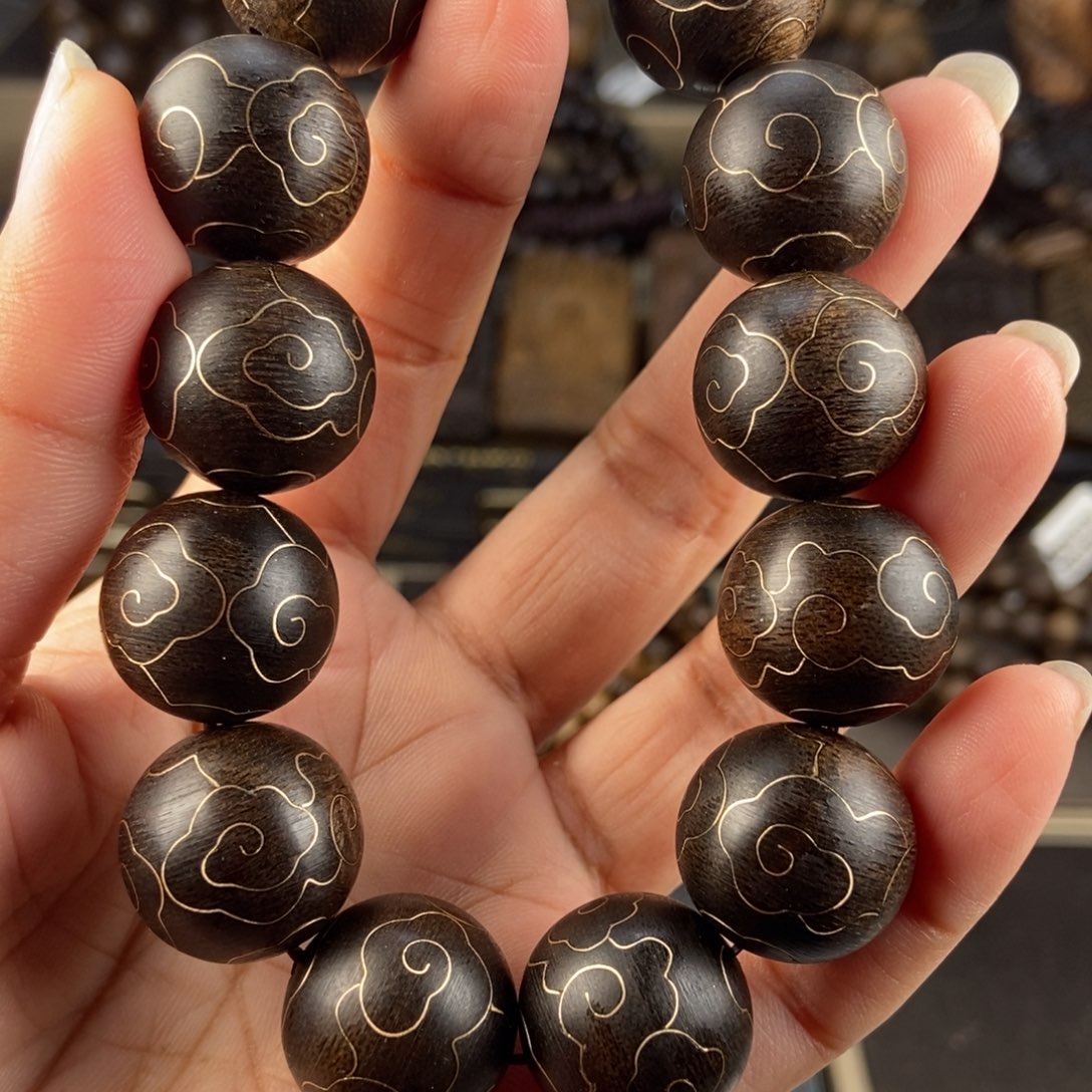 沉香手串蓝***云越南芽庄白棋楠