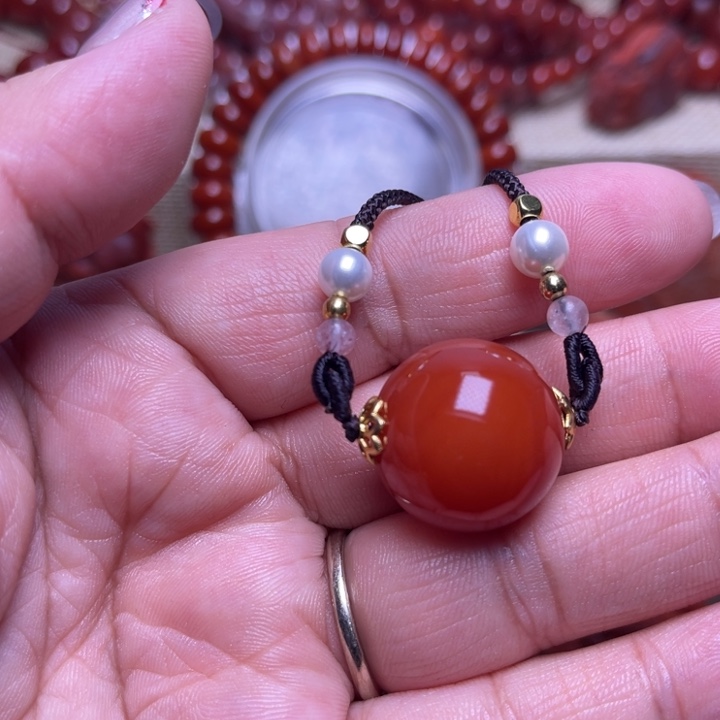 南红玛瑙未镶嵌手链锁骨项链2 0 M