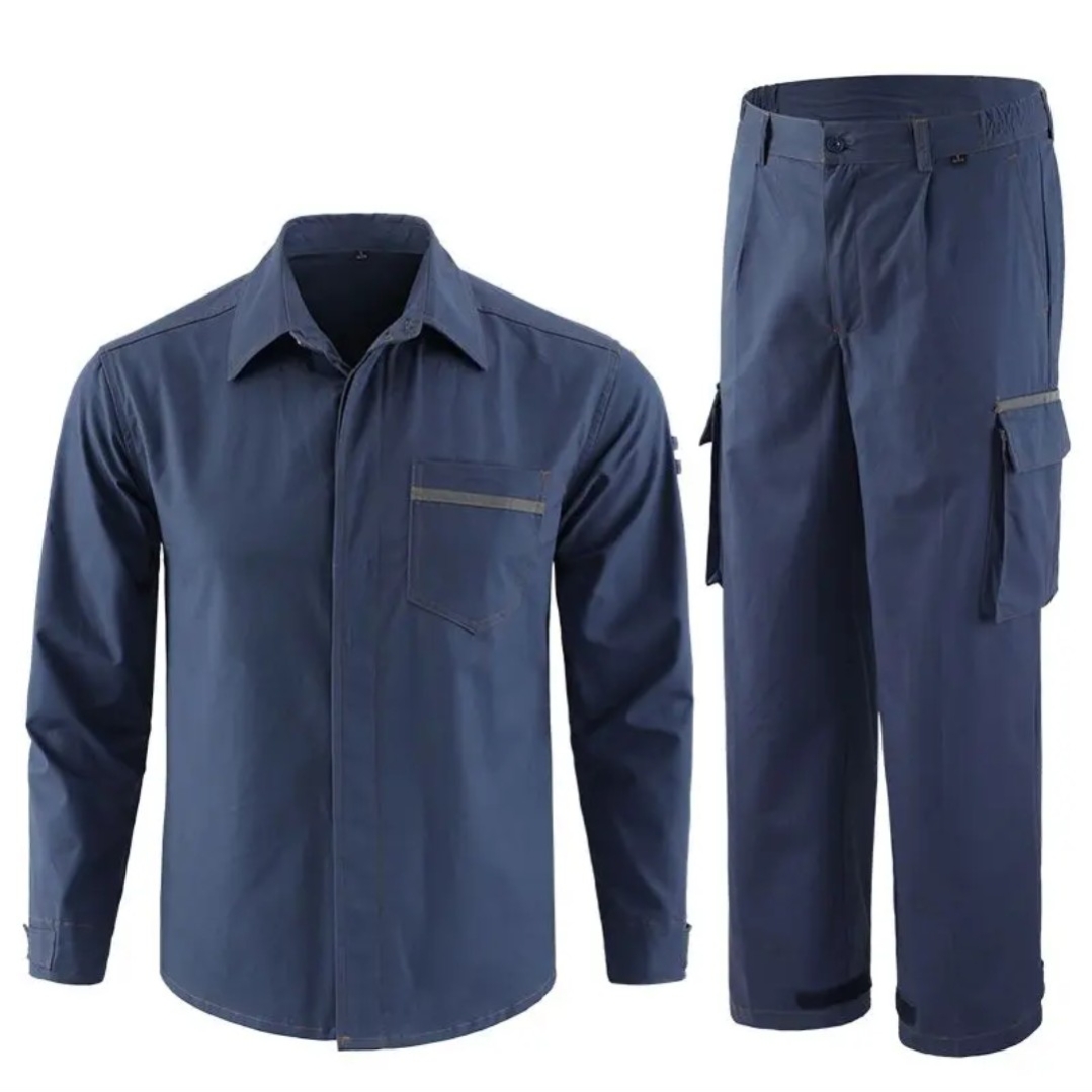 夏季纯棉工作服套装男薄款国家南方电网电工长袖工装劳保服定制