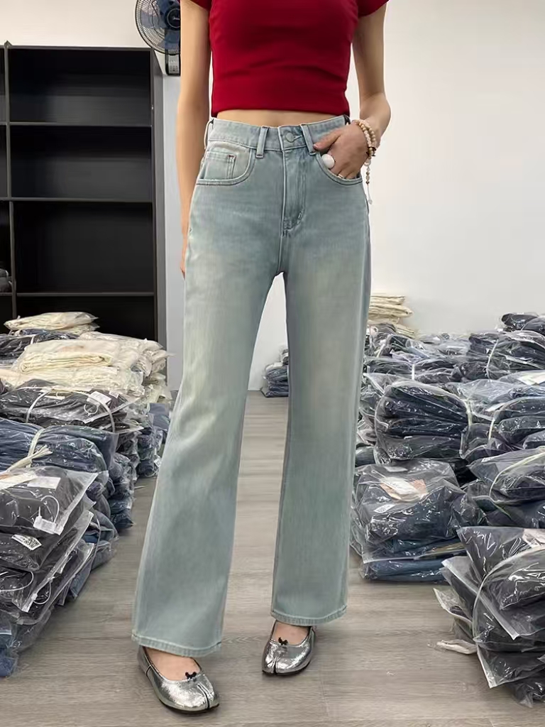 SU【109】代85 愫萌 森调四面弹薄荷绿夏季新款弹力窄版阔腿裤~