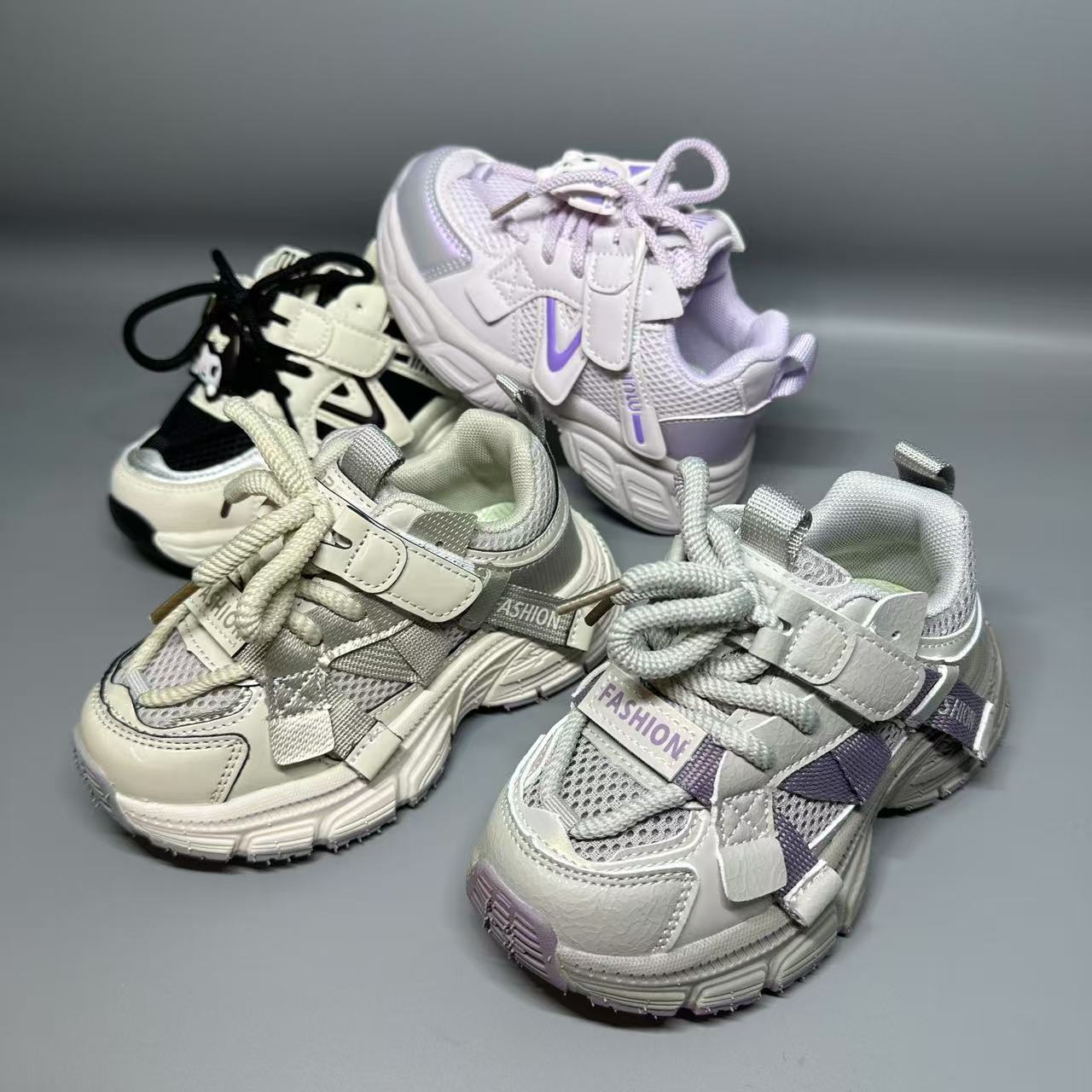 2512/61009儿童双网魔术贴童鞋休闲鞋百搭时尚运动老爹鞋27-37