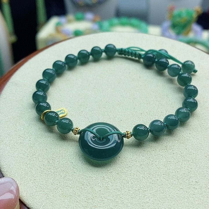 翡翠手链未镶嵌蓝水平安扣手链