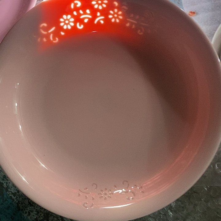 摆件骨瓷8寸红稀土玲珑小花朵窝盘