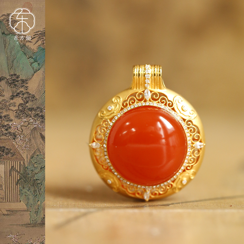 东方俪DOFUNLY【锦瑞】南红蛋面18K金设计款吊坠NHDZ浮岚