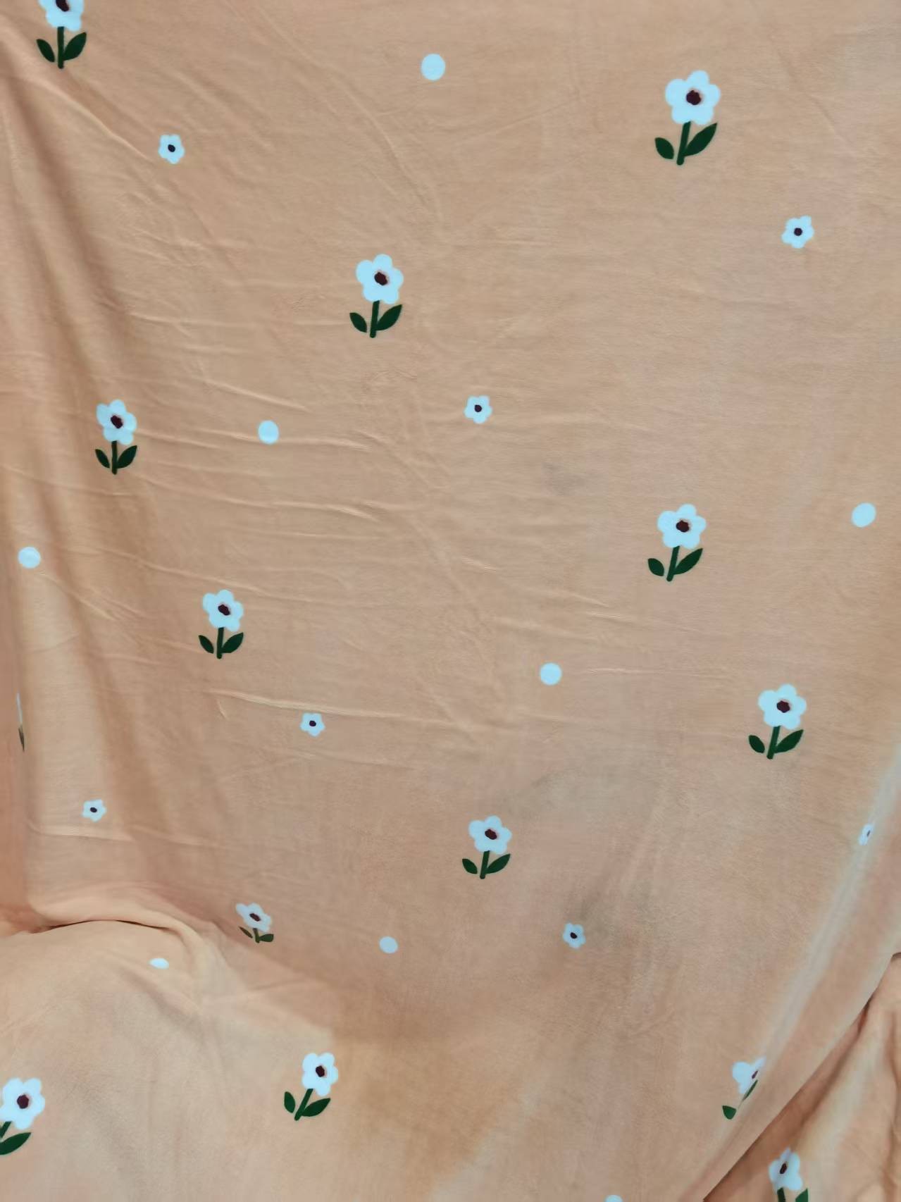 秋冬保暖绒布料～橘小花