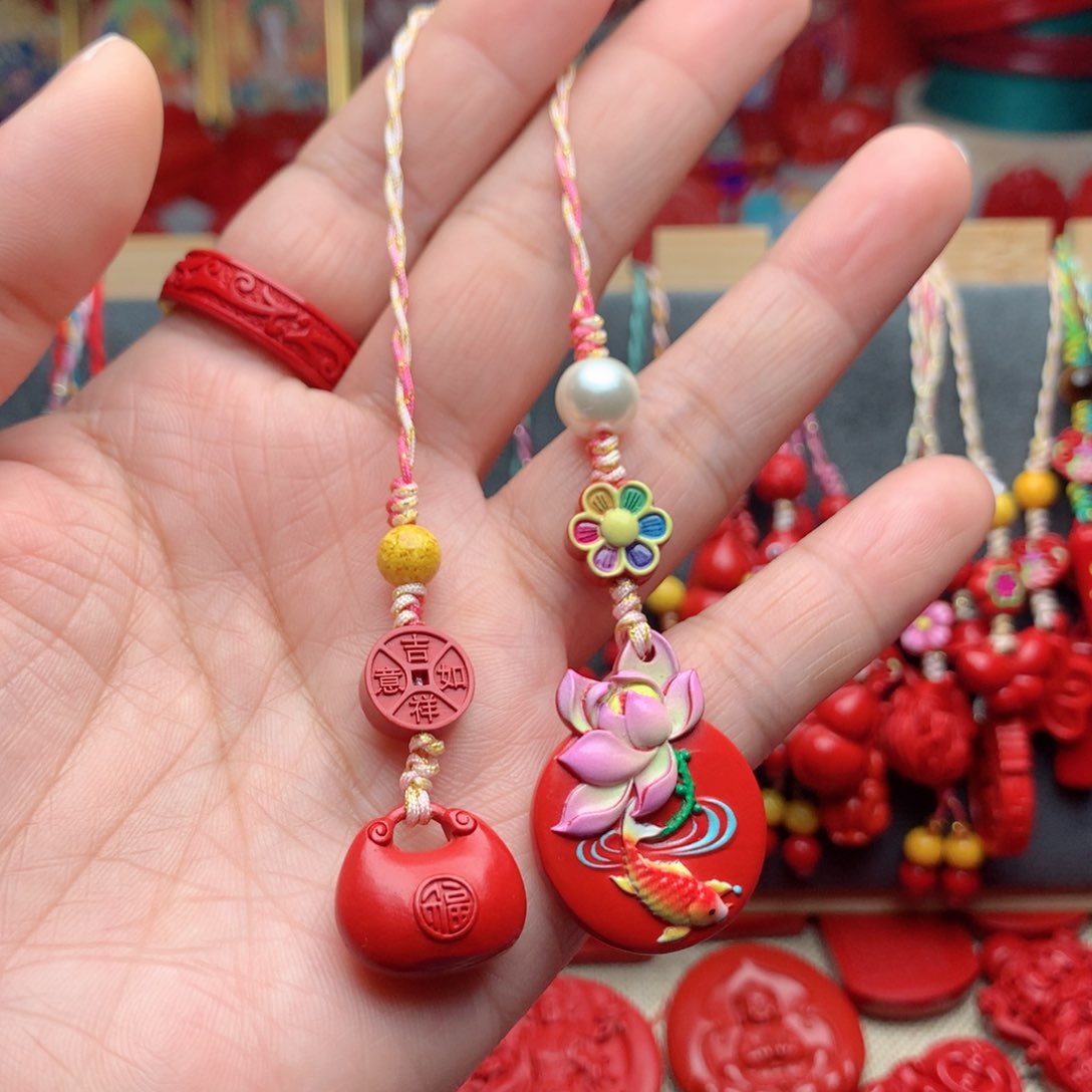 天然辰砂工艺品朱砂手机坠