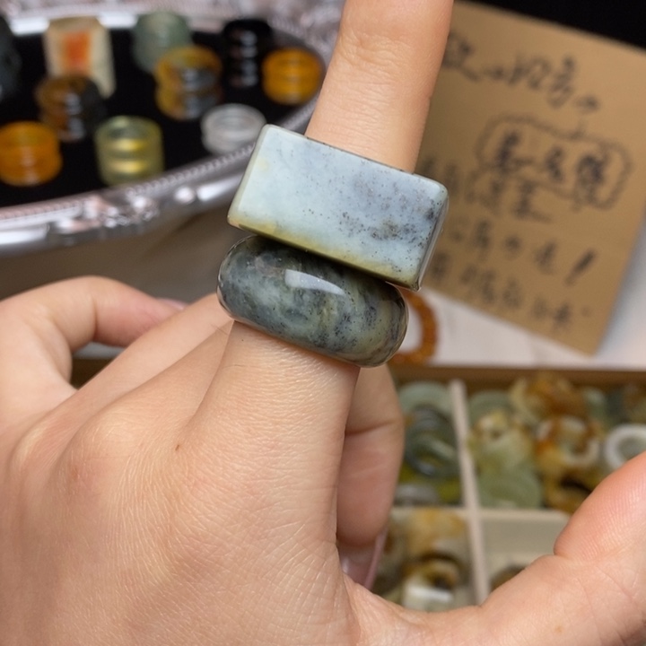 蛇纹石玉合金戒指6-19.0