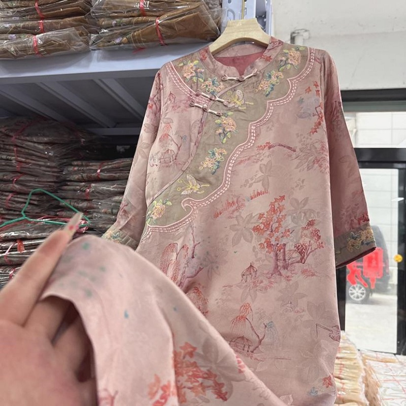 新中式老料重工气质时尚宽松连衣裙2401