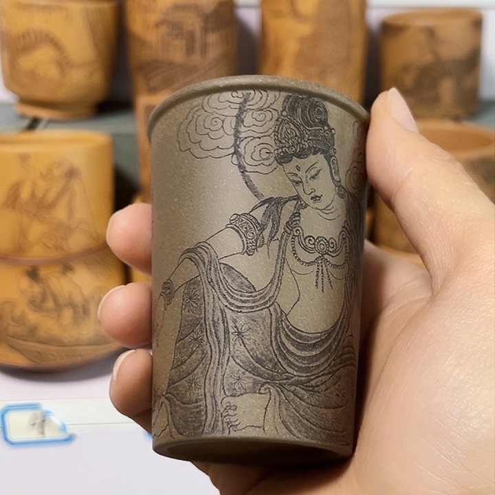 紫砂茶杯长**学微微瑕。。。。