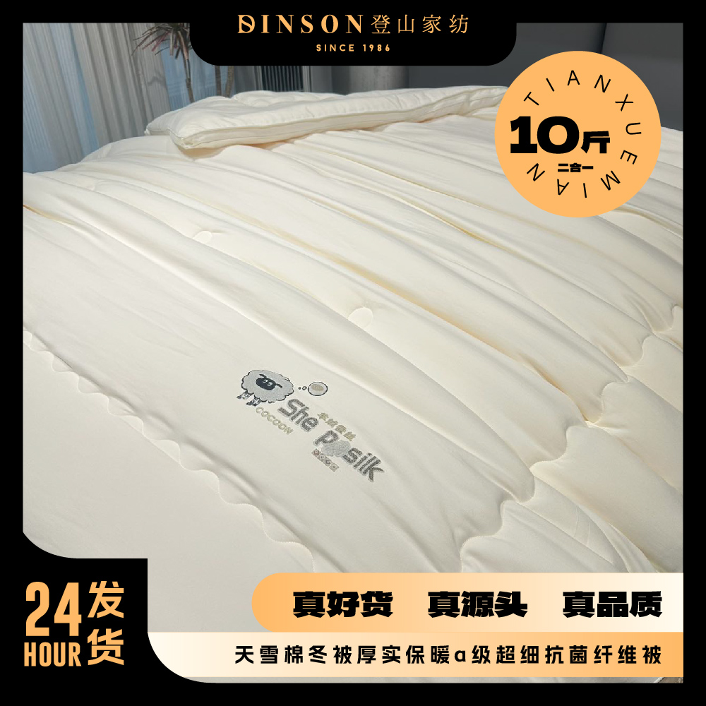 登山家纺 天雪棉二合一轻奢加厚冬被耐用高回弹超细抗菌被芯被褥