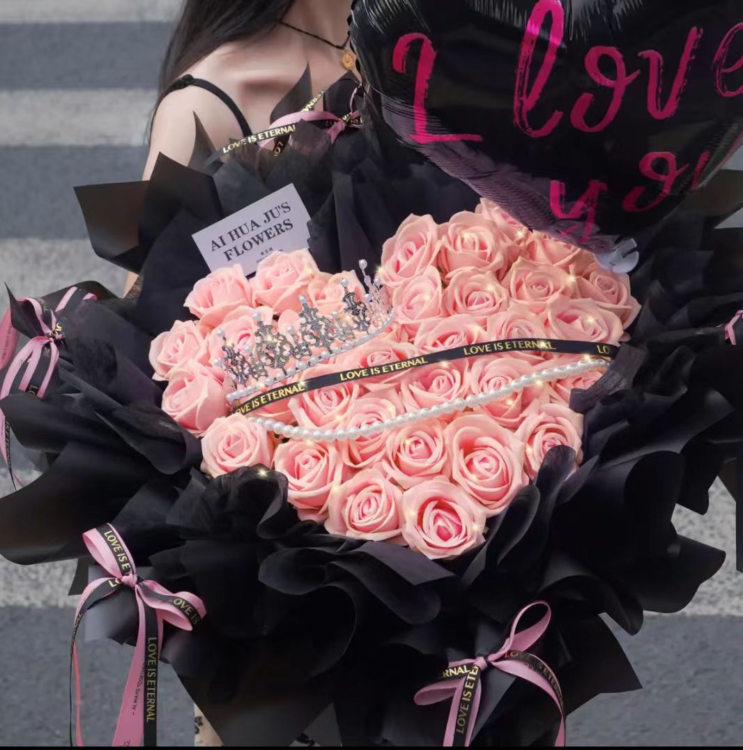 【送爱人女友】粉玫瑰全国鲜花速递同城生日礼物混搭花束附近