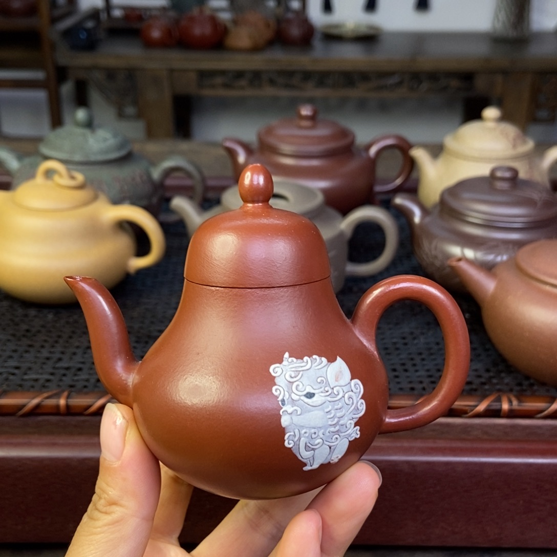 茶壶紫砂130毫升 朱泥