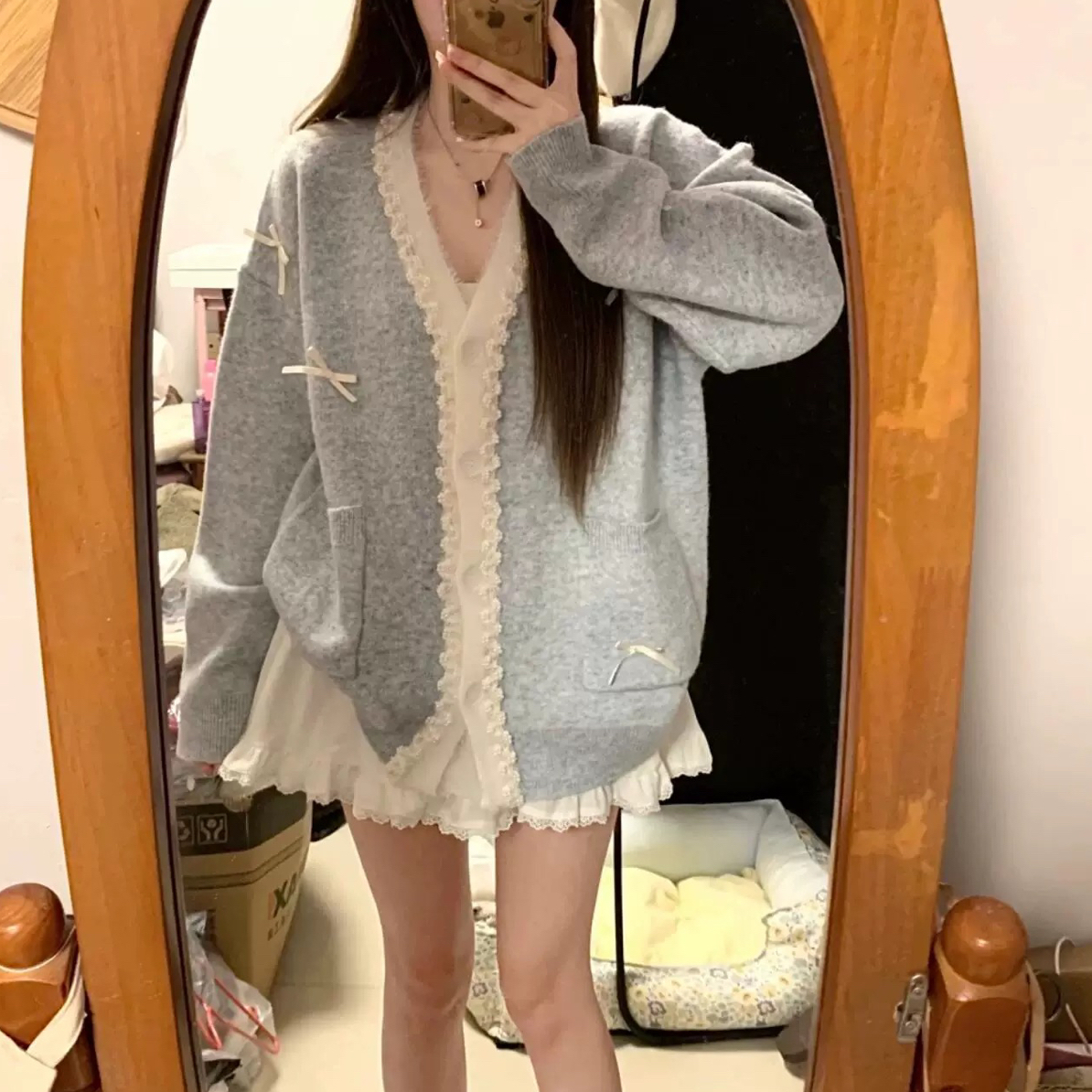 【实体店直播】秋季上新森系韩系甜美可爱少女套装韩版毛衣外套