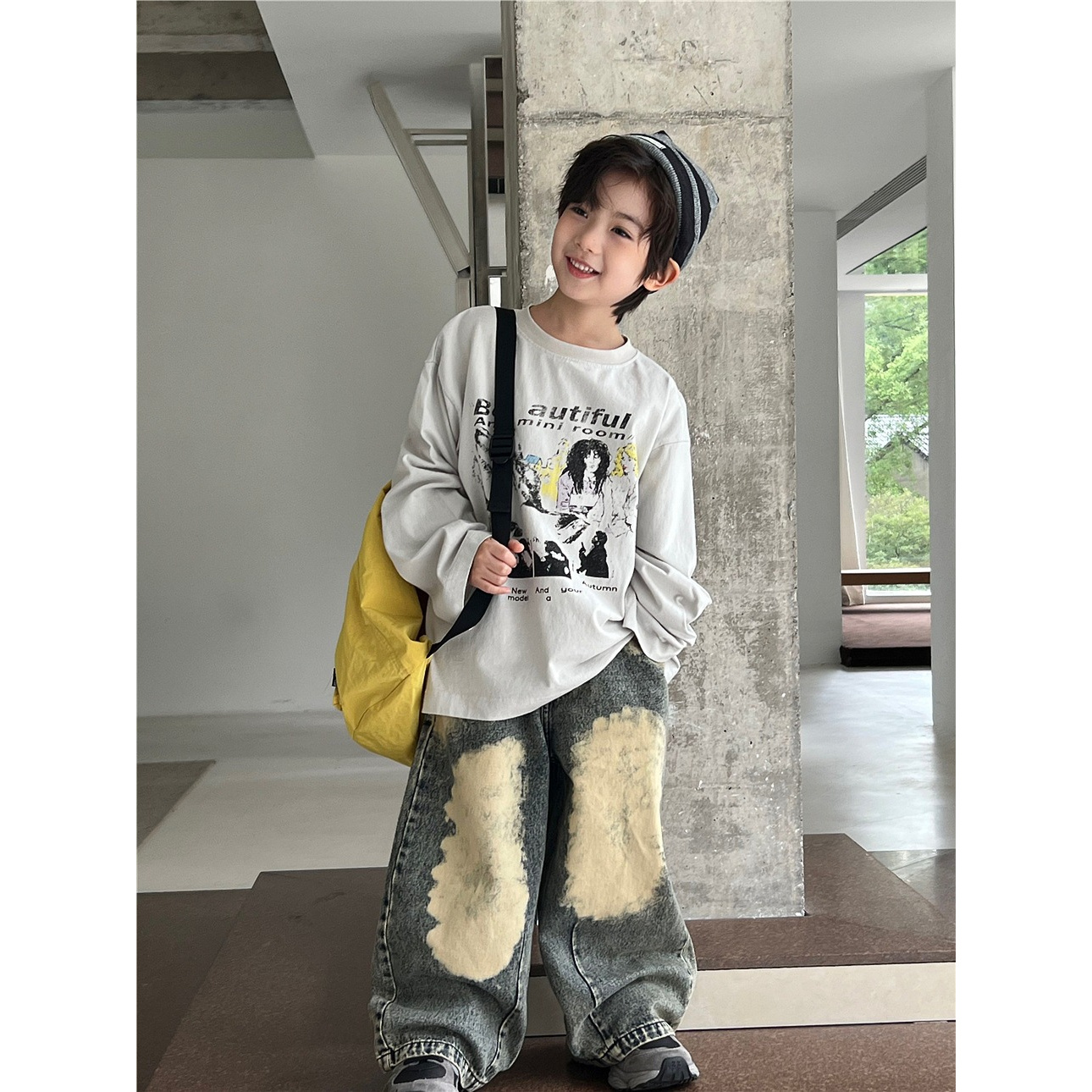 in 爱:sn25秋季男童个性褪色直筒裤美式男女童复古时髦牛仔裤8372