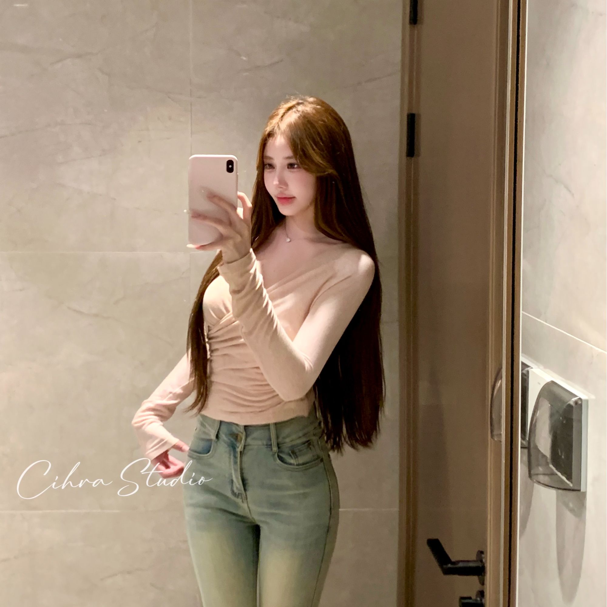 Cihra2店【糯糯BABY蓝】纯欲收腰牛仔裤显瘦小脚九分裤