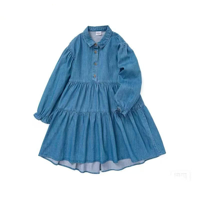 B拉 长袖牛仔裙 