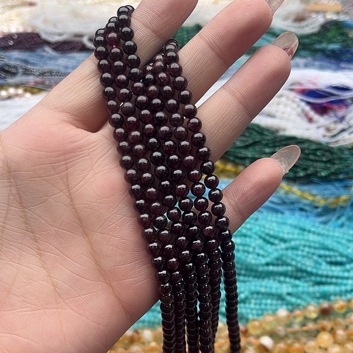 玛瑙/玉髓珠宝半成品未镶嵌一条5mm左右石榴石珠