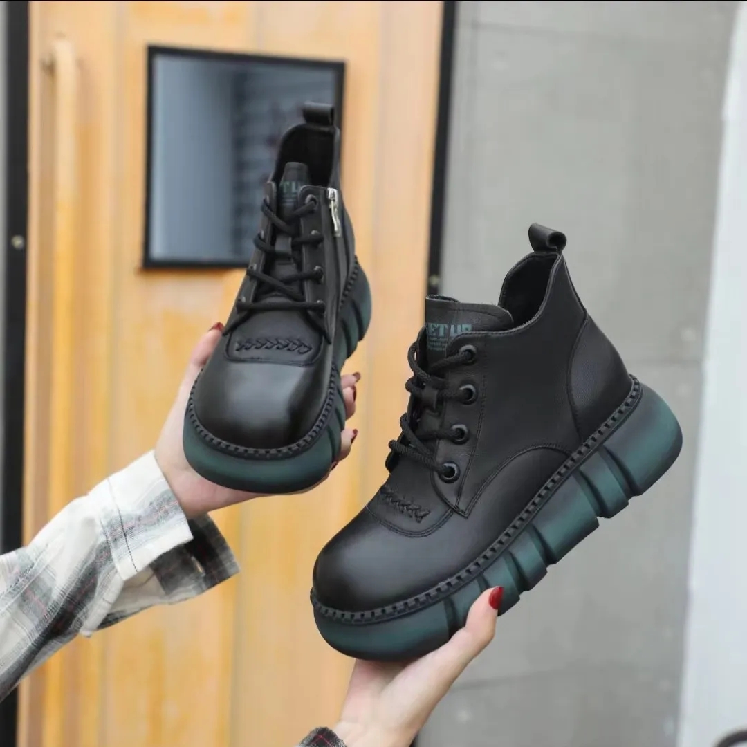 （现货）幸运鸟头层牛皮钢琴厚底复古风马丁靴5910